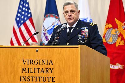 Gen. Mark Milley Speaks in Cameron Hall today.  – VMI Photo by H. Lockwood McLaughlin.