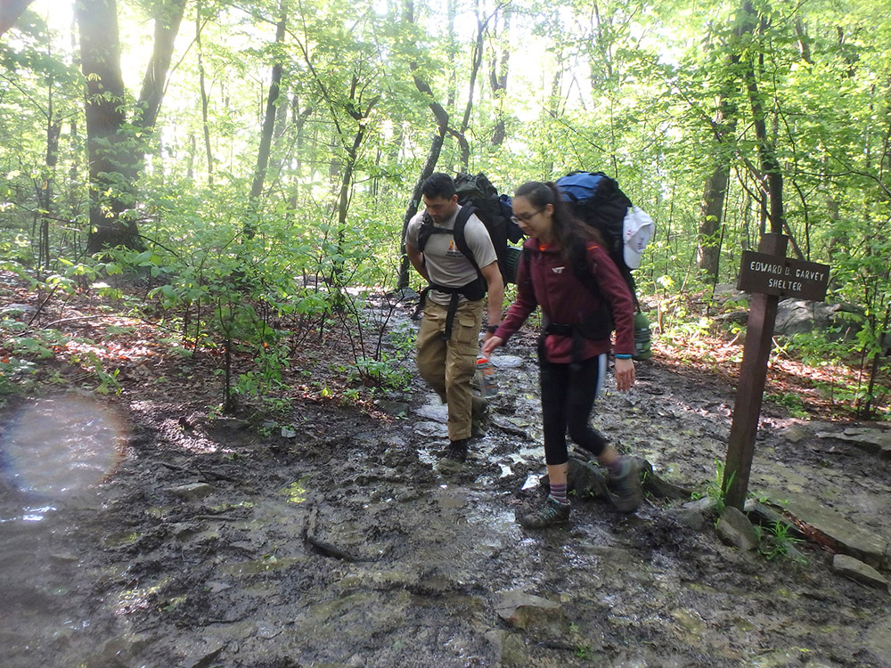 Basim Khan and another hiker on the Appalachian Trail.