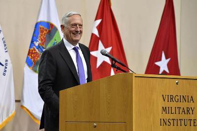 Secretary of Defense Mattis addresses the Corps of Cadets