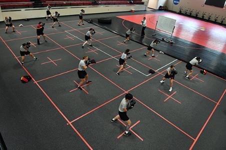 Rats participating in a women's section of PE 102 - VMI Photo by Mary Price