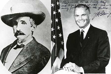 Benjamin F. Ficklin, VMI Class of 1849 and one of the founders of the Pony Express, and an inscribed photo of Astronaut John Glenn