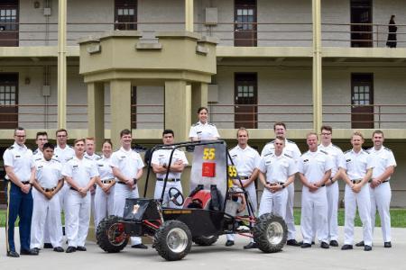 VMI cadets pose with vehicle built for competition