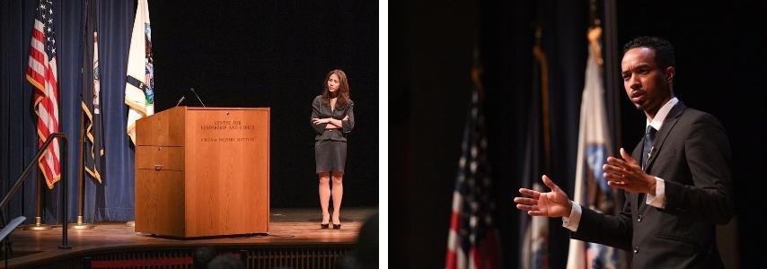 Amy Chua (left), a Yale law professor and author of the book, “Political Tribes: Group Instinct and the Fate of Nations.”  John Wood Jr. (right), national ambassador for Braver Angels, an organization dedicated to helping Americans overcome political polarization