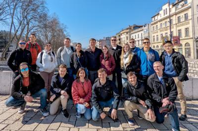 Olmsted cadets and faculty pose during their adventures on the Olmsted trip during this year's spring furlough.—Photo courtesy of Col. Houston Johnson