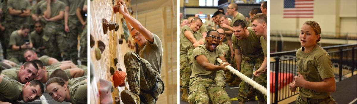 Collage of VMI rats competing in the 2021 Rat Olympics—VMI Photos by H. Lockwood McLaughlin and Malia Mantz ’23