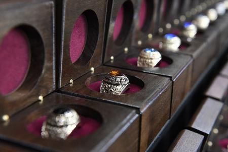 Class rings in boxes, a tradition of military colleges.