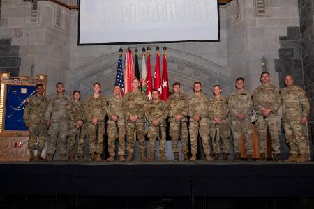 The VMI team receives their Sandhurst Medallion for placing fifth overall at the annual Sandhurst Military Skills Competition at West Point.