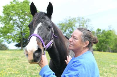 Belva Drain and her American Paint horse “Peepers.”