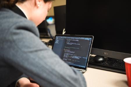 Student at VMI's Cyber Club, a military college in Virginia