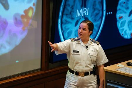 Student presenting during Honors Week at VMI, a military college in Virginia