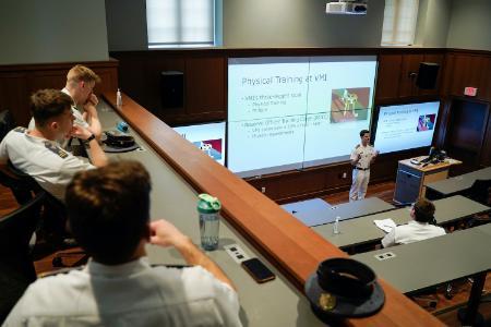 Student presenting at Honors Week at VMI, a military college in Virginia