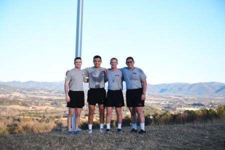 Students part of the Marathon Club at VMI, a military college in Virginia