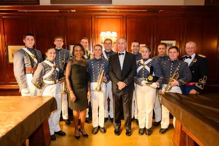 Dr. Condoleezza Rice and Kenneth C. Griffin flanked by members of the Institute Brass and Col. John Brodie.