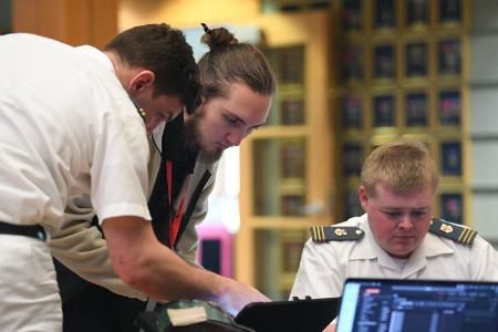 Students at the Senior Military College (SMC) Cyber Fusion event held at VMI, a military college in Virginia.