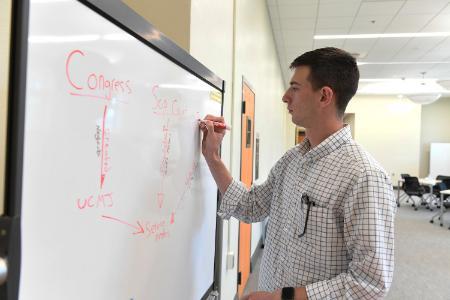 A student doing summer research at VMI, a military college in Virginia