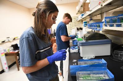 A student conducting research over the summer at VMI, a military college in Virginia.