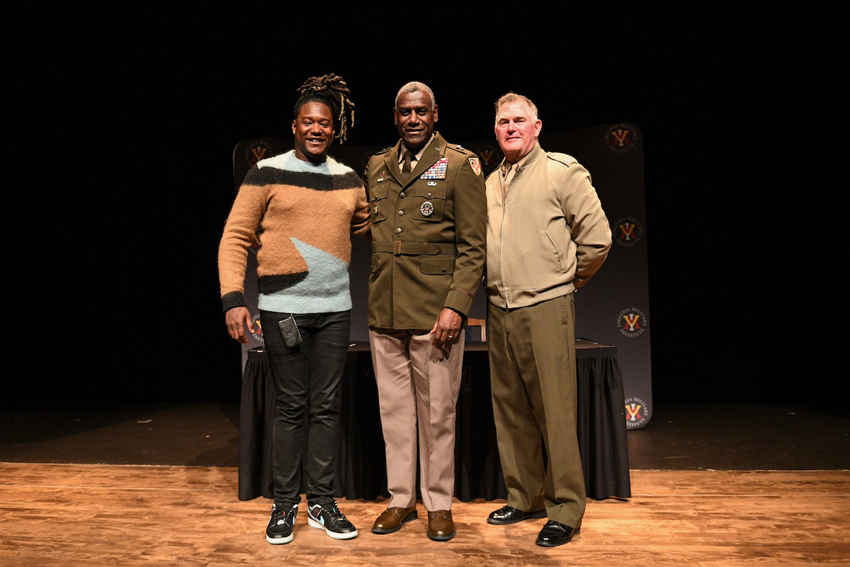 Virginia Military Institute welcomed Shaquem Griffin, retired NFL linebacker who played for the Seattle Seahawks, as he kicked off the Center for Leadership & Ethics (CLE) 2023 Courageous Leadership Speaker series Feb. 1 before a packed house in Gillis Theatre.