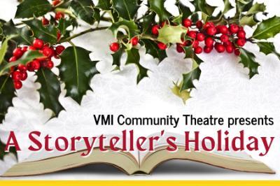 Holly graphic promoting VMI Theatre production of A Storyteller's Holiday