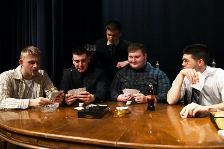 Students at VMI, a military college in Virginia, performing a play