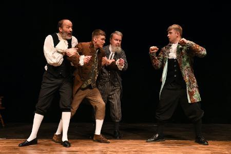 Students in the Theater Club performing at VMI, a military college in Virginia