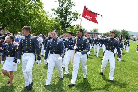 Students during the 2023 Change of Command at VMI, a military college in Virginia.