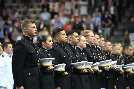 Students commissioning into the six military branches at VMI, a military college in Virginia.