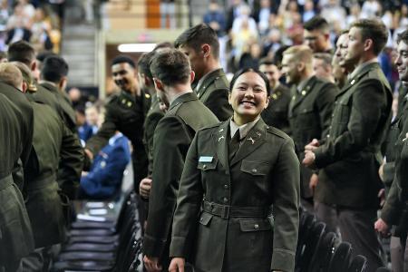 Students commissioning into the six military branches at VMI, a military college in Virginia.