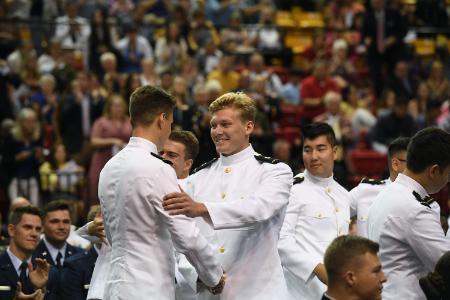 Students commissioning into the six military branches at VMI, a military college in Virginia.