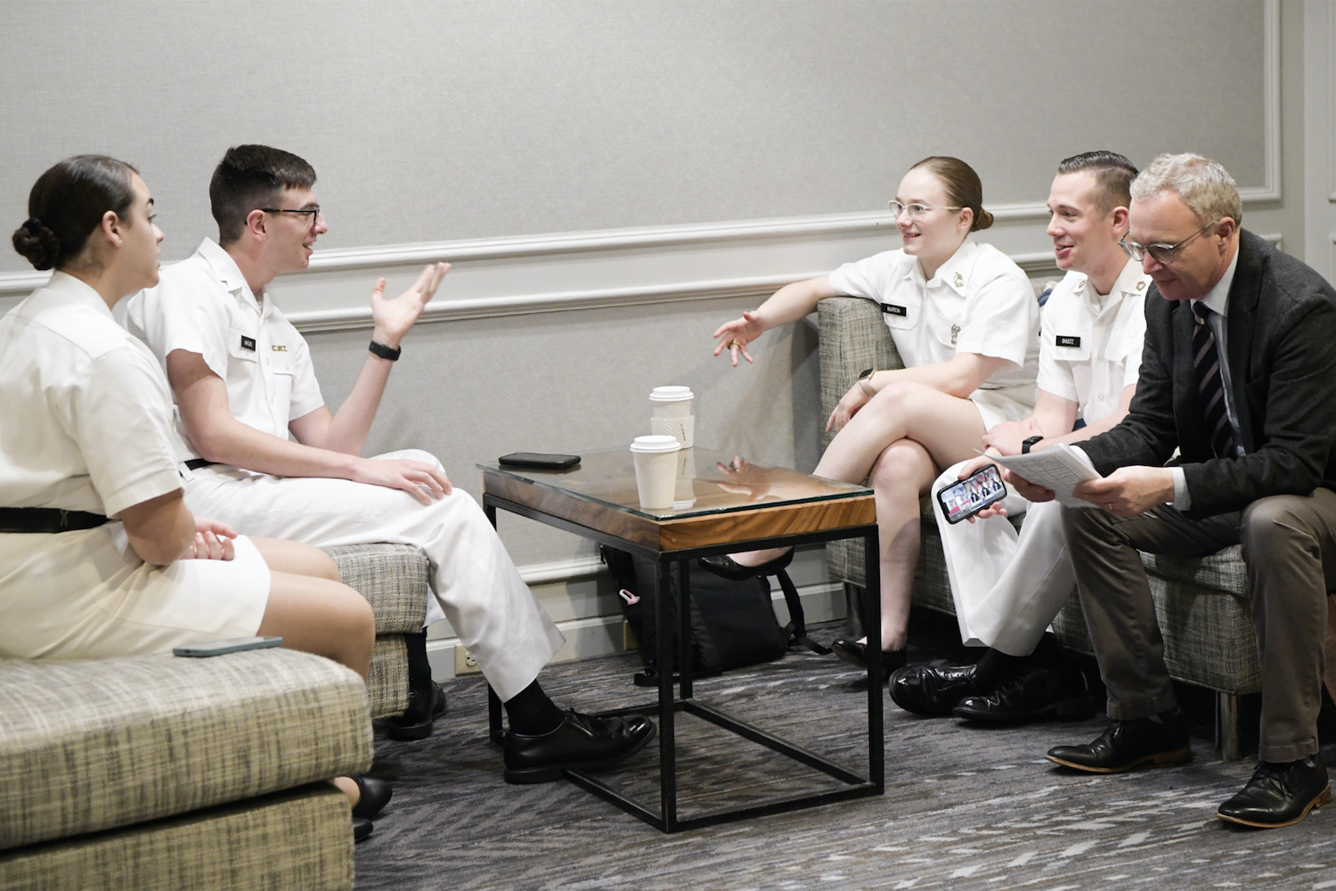Students before an ethics competition at VMI, a military college in Virginia