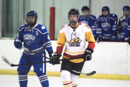 Students part of the hockey team at VMI, a military college in Virginia