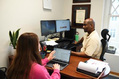 Student doing summer undergraduate research at VMI, a military college in Virginia