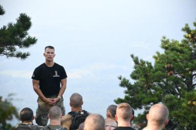 Sebastian Ramirez '24, part of Marine Company as the Midshipman Company Gunnery Sergeant and physical training instructor.