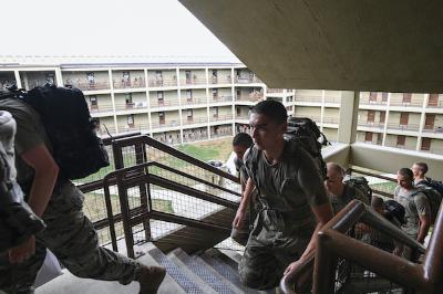 Cadets perform a 110 story stair climb in honor of Sept. 11 at VMI.