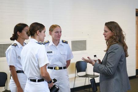 Alumni and cadets gathered for a networking event at VMI, a military college in Lexington.