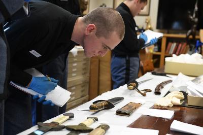 Students part of Lt. Col. Kevin Braun’s general chemistry lab course recently conducted preliminary data analysis on metals in an unconventional place — the VMI Museum.