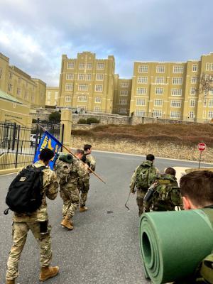 VMI students part of the Air Force ROTC Arnold Air Society participating in community service work.