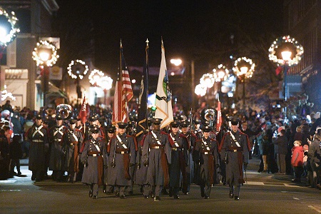 VMI cadets march in the Lexington Christmas Parade.