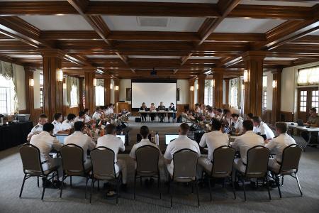 A model NATO simulation was held at Virginia Military Institute recently, where 32 cadets spent the day representing the various NATO member countries and solving a problem through negotiations.