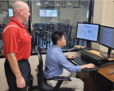 Cadet evaluating cost-efficient exercise programs for the elderly as part of the Summer Undergraduate Research Institute