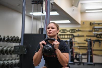 VMI cadets lifting weights in Cocke Hall part of the powerlifting club.