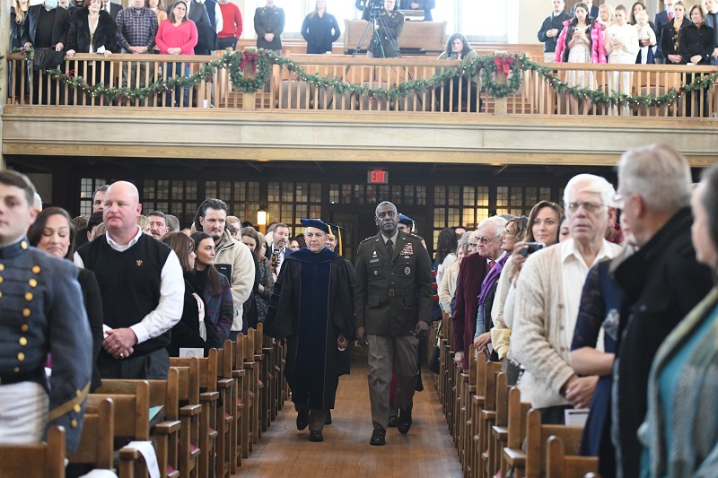 Maj. Gen. Wins and BG Moreschi lead the commencement ceremony into Memorial Hall.