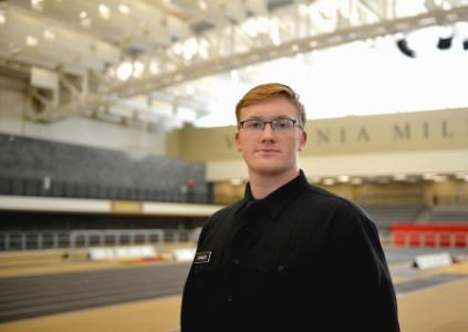 Andrew Granger '24 is a thrower on Virginia Military Institute's Track and Field Team