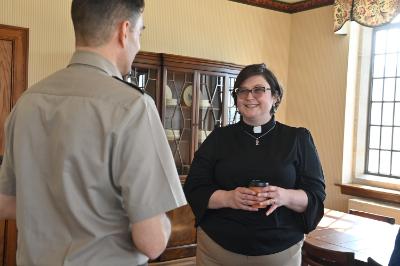 Rev. Jessica Fulton Lee ’06, the first female graduate from Virginia Military Institute to enter the clergy, was guest speaker at the chaplain’s spring retreat for cadets held recently at Eagle Eyrie Baptist Conference Center near Lynchburg.