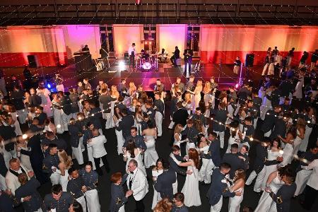 The Class of 2026 dance with their dates at the Ring Figure ball in Cocke Hall Nov. 22. –VMI Photo by Kelly Nye.