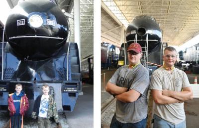 Andrew ’26 and Ryan Quesenberry begin their fascination of trains as they stand in awe of the 611.