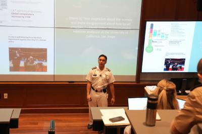 During VMI’s annual Honors Week, Earl Filgo ’25 presented research that bridges global strategic competition and climate change.