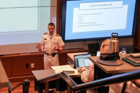 Jonah Jurack presents his thesis during VMI's Honors Week.