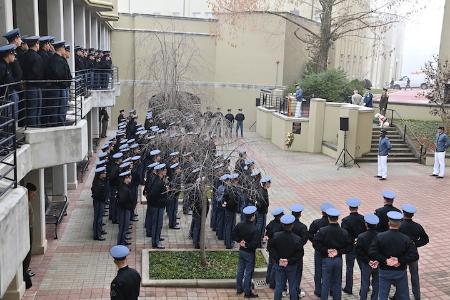4th Class cadets gather in Daniels Courtyard for the wreath laying ceremony March 4.