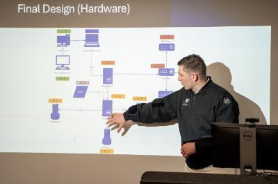 Nicholas Ligday ’26 discusses the custom hardware design his team worked on for their capstone project.