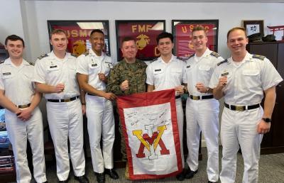 Conference attendees, including Heaton, pose with U.S. Marine Corps Lt. Gen. James W. Bierman Jr. ’87, Commandant of the Corps of Cadets at Texas A&M University